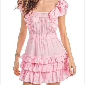 LoveShackFancy ivoire dress in pink blossom